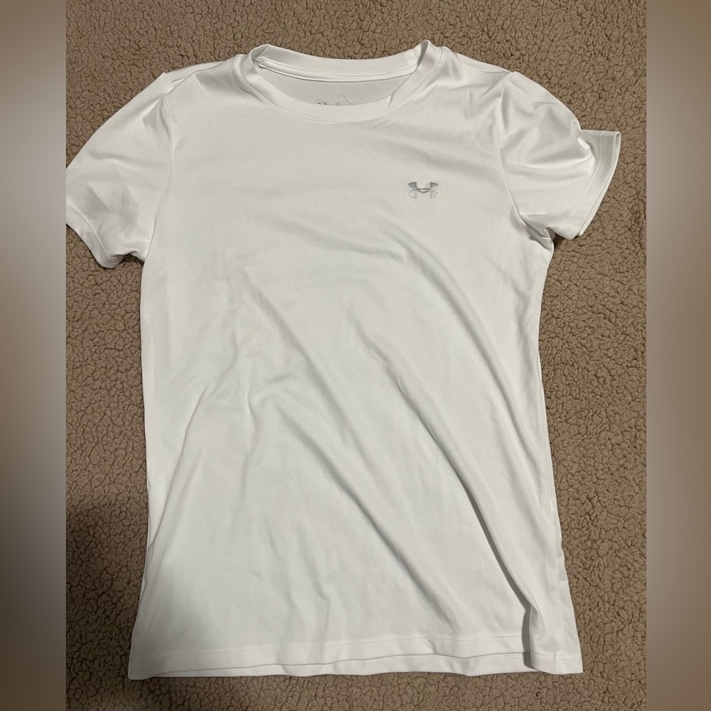 white Under Armor athletic tee